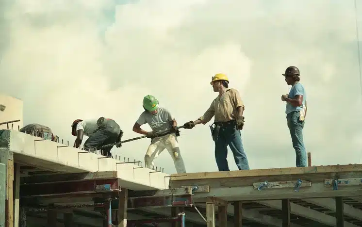 Group of employees with one employee underperformance as he stands asides.