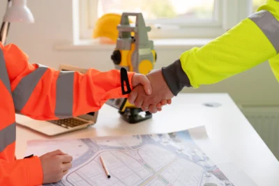 Supporting Newly Promoted Supervisors - Front Line Leadership article graphic featuring workers shaking hands during supervisor training planning.